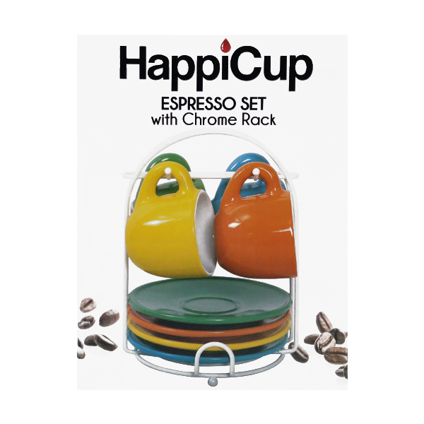 HappiCup Multi-Color Espresso Set with Rack