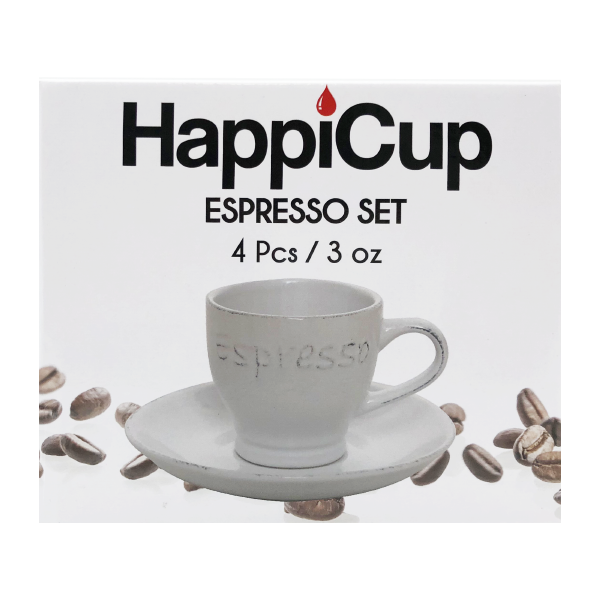 HappiCup Vintage Weathered Espresso Cup and Saucer (Set of 4)