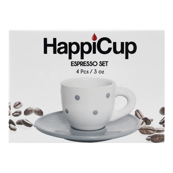 HappiCup Polka Dots Espresso Cup and Saucer (Set of 4)